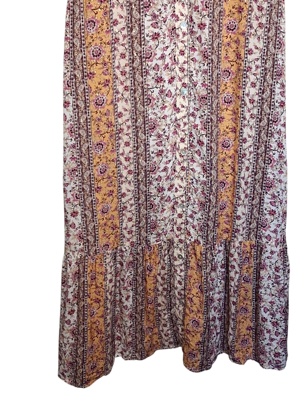 Sadie & Sage Rosey Tea Button Down Maxi Skirt Sm Boho Chic Festival - Picture 2 of 11